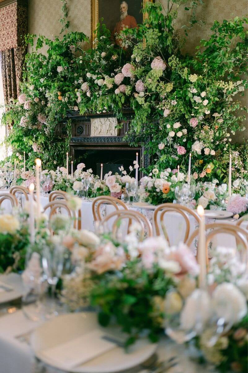 Swinton Park Wedding - Large Floral installation in Samuels Resturant Swinton Park Wedding - Large Floral installation in Samuels Resturant